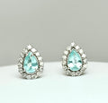 Orecchini Tourmaline Paraiba Neon blue e diamanti Naturali Oro bianco 18k
