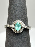 Anello Tourmaline Paraiba neon blue, diamanti naturali oro bianco 18k Certificati Italiani