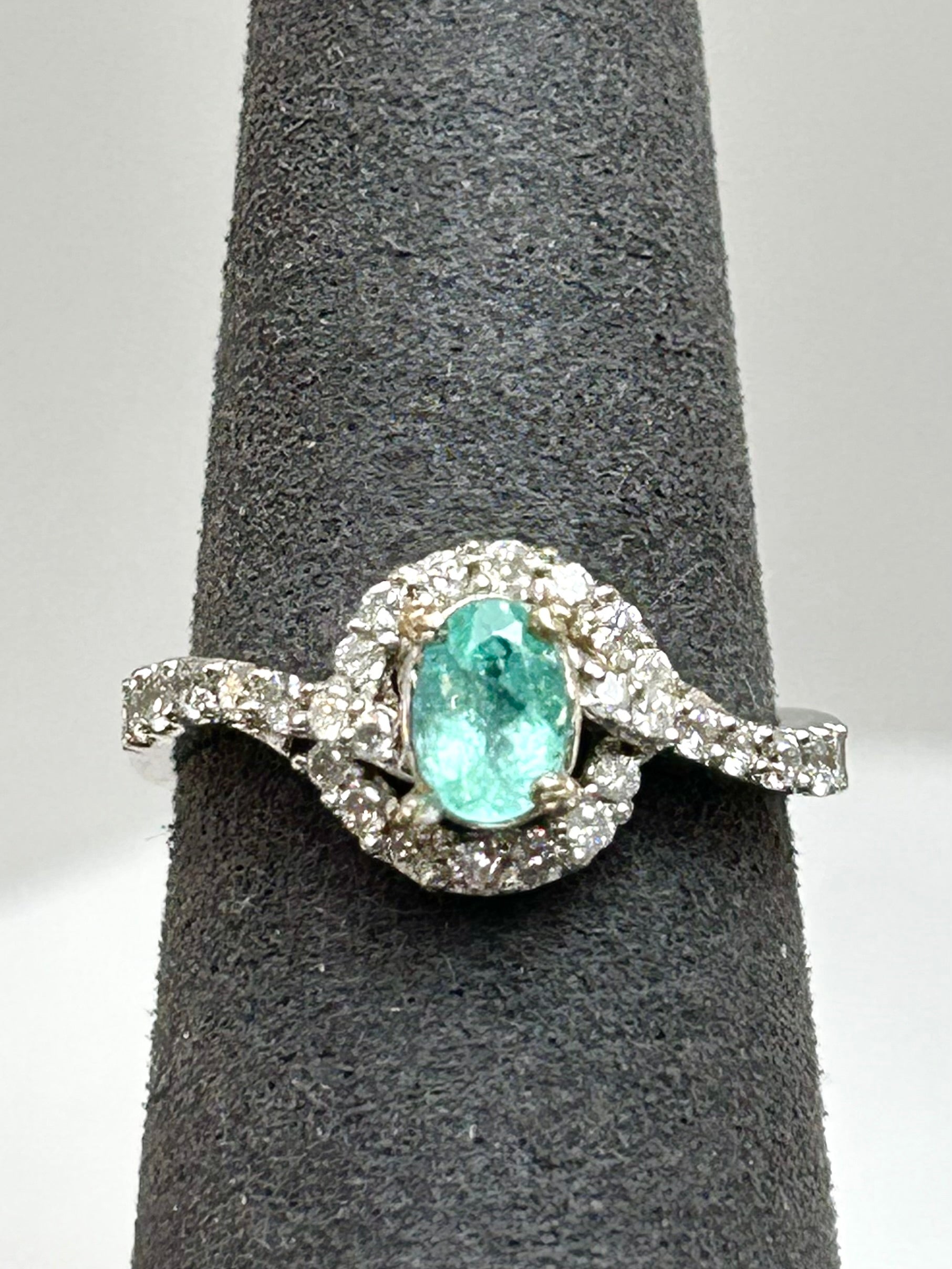 Anello Tourmaline Paraiba neon blue, diamanti naturali oro bianco 18k Certificati Italiani