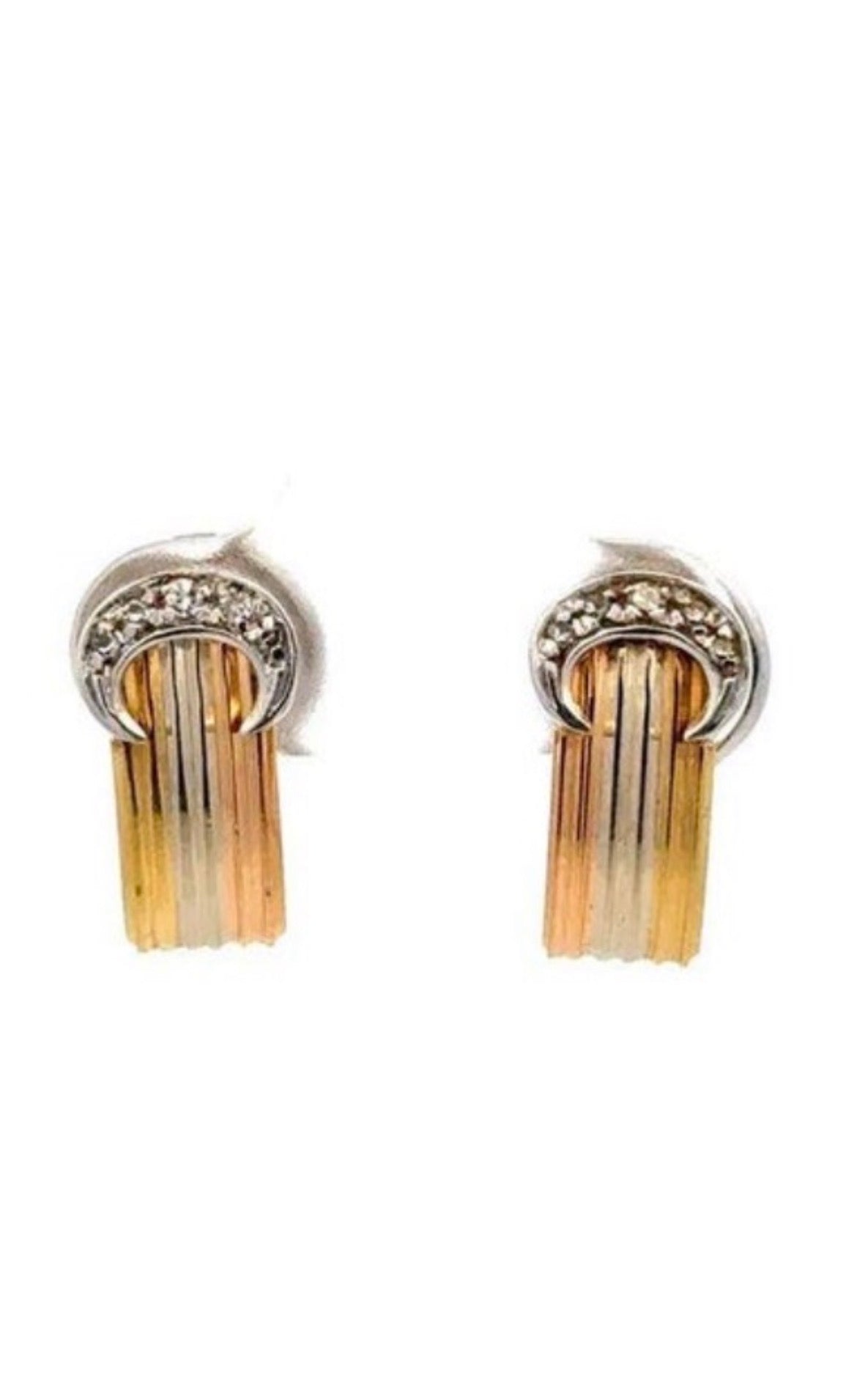 Orecchini tri color oro 18k e diamanti naturali.
