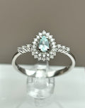Anello Tourmaline Paraiba blue, oro bianco 18k e diamanti naturali certificati italiani