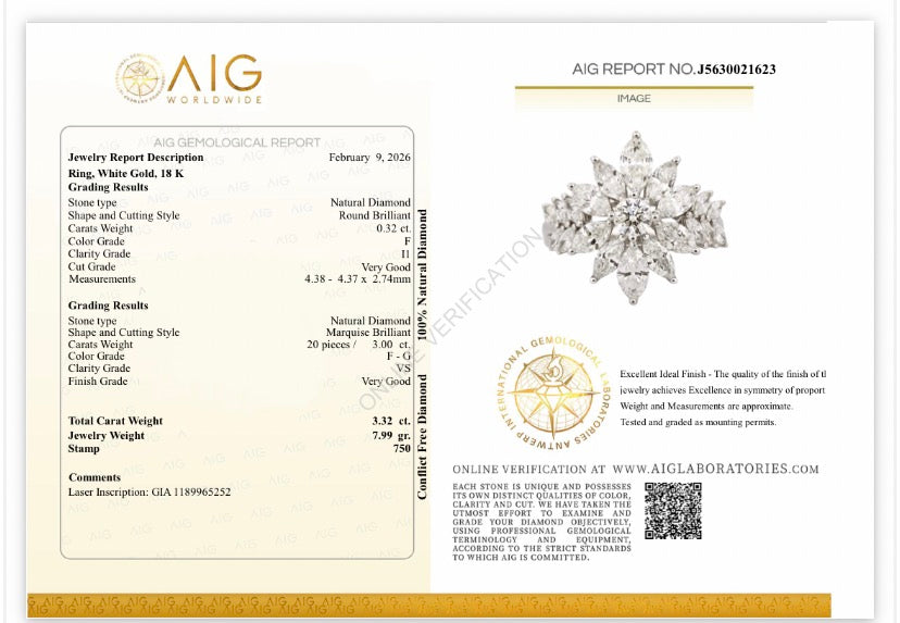 Anello La Regina Diamanti Naturali GIA in oro bianco 18k