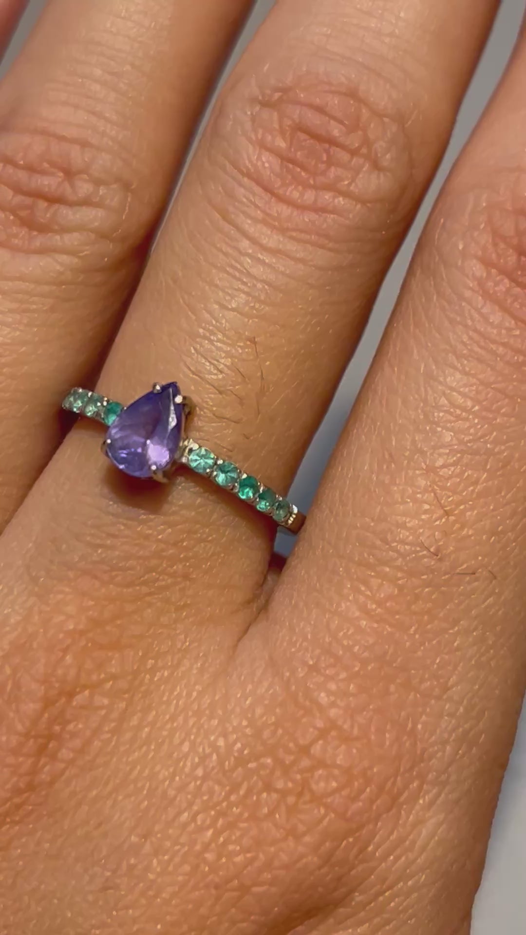 Anello Tourmaline Paraiba Brasiliana neon blue green e Tanzanita Natural